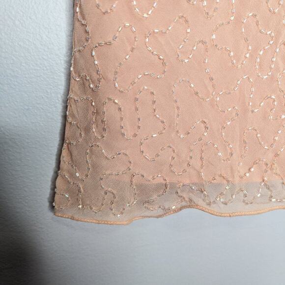 Adrianna Papell Studio Pink Short Sleeve Beaded Sequin V-Neck Evening Top 12 - Picture 13 of 13